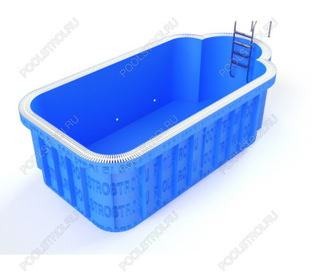 Полипропиленовый бассейн Луанда medium. 7.2х2.8х1.7. нержавейка. переливной. стандарт. 5 мм